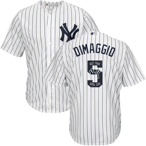 Yankees #5 Joe DiMaggio White Strip Team Logo Fashion Stitched MLB Jersey